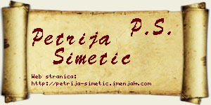 Petrija Simetić vizit kartica